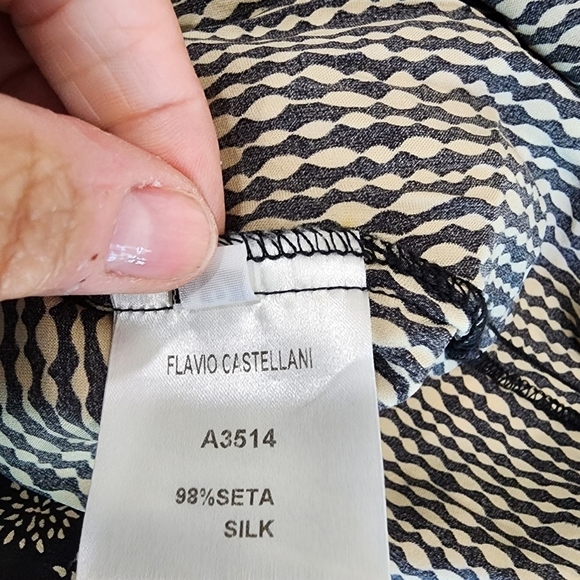 Flavio Castellani 100% Silk Dress V Neckline Front/Back Italian size 42 or 6 US - Picture 6 of 10